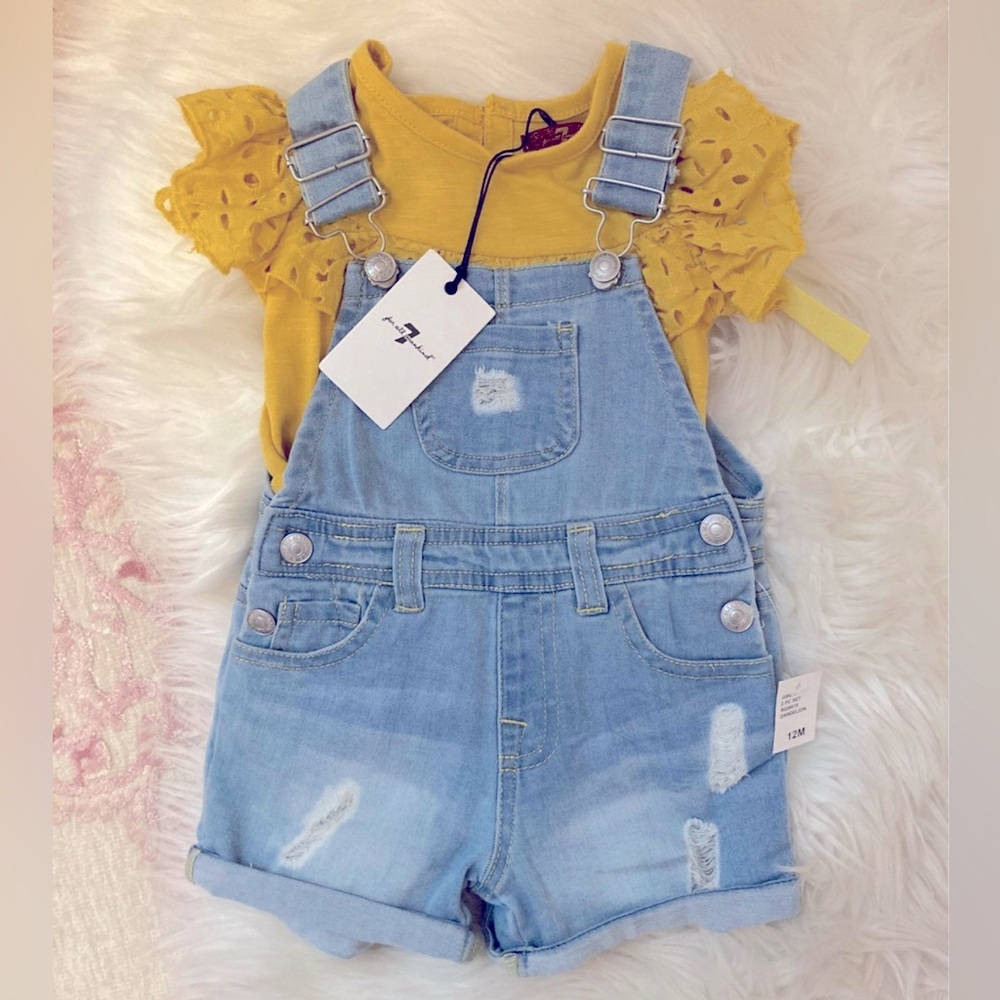 Baby Girl Denim Overall Set, 12M